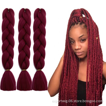 Wholesale 24 INCH 100g Yaki Temperature Synthetic Braiding Hair Extension Ombre Color Jumbo Hair Braid For Women